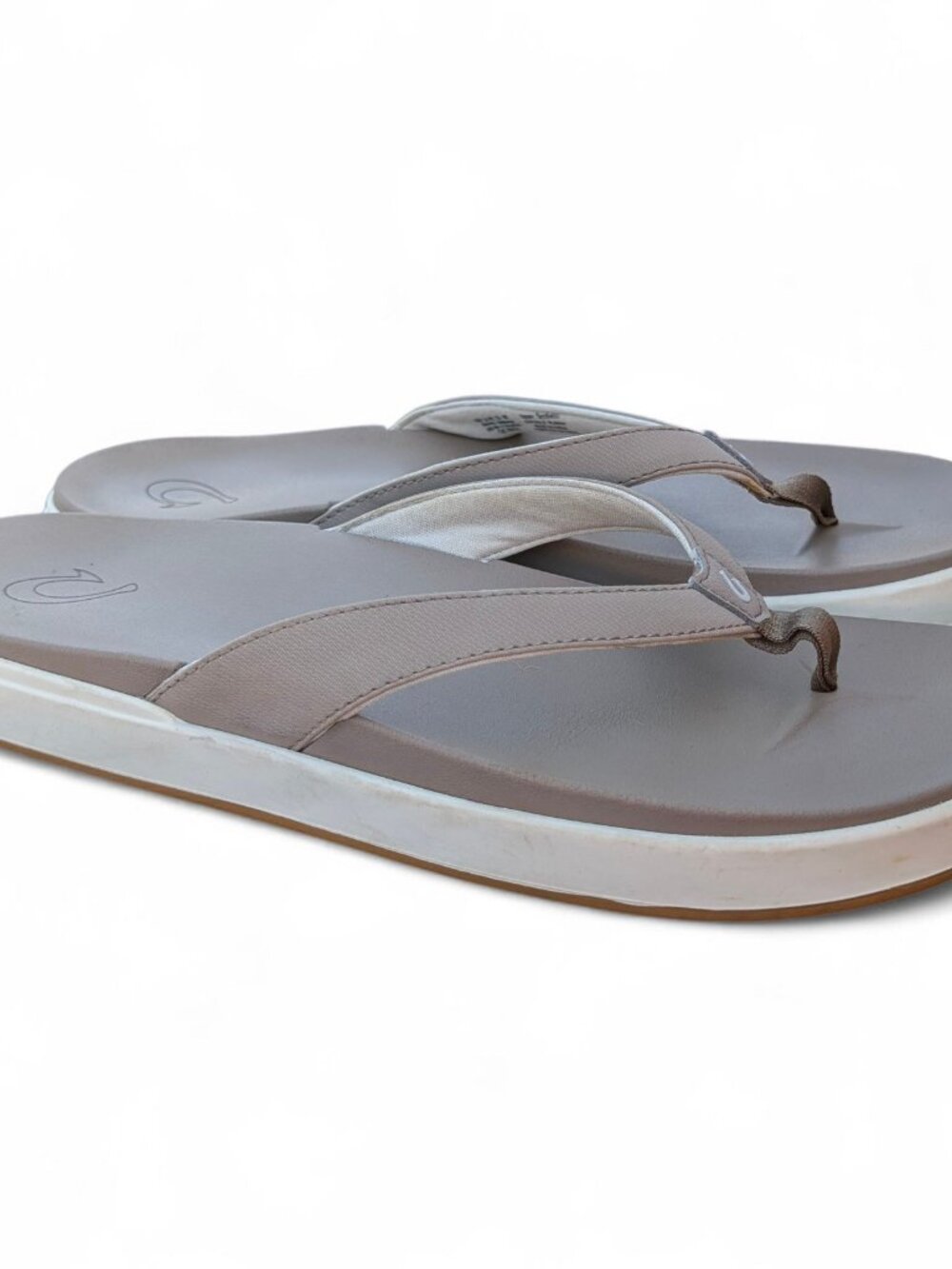 Olukai Sandals Womens Size 11 Nu'a Pi'o Taupe Flip Flops Platform Shoes Nua Pio